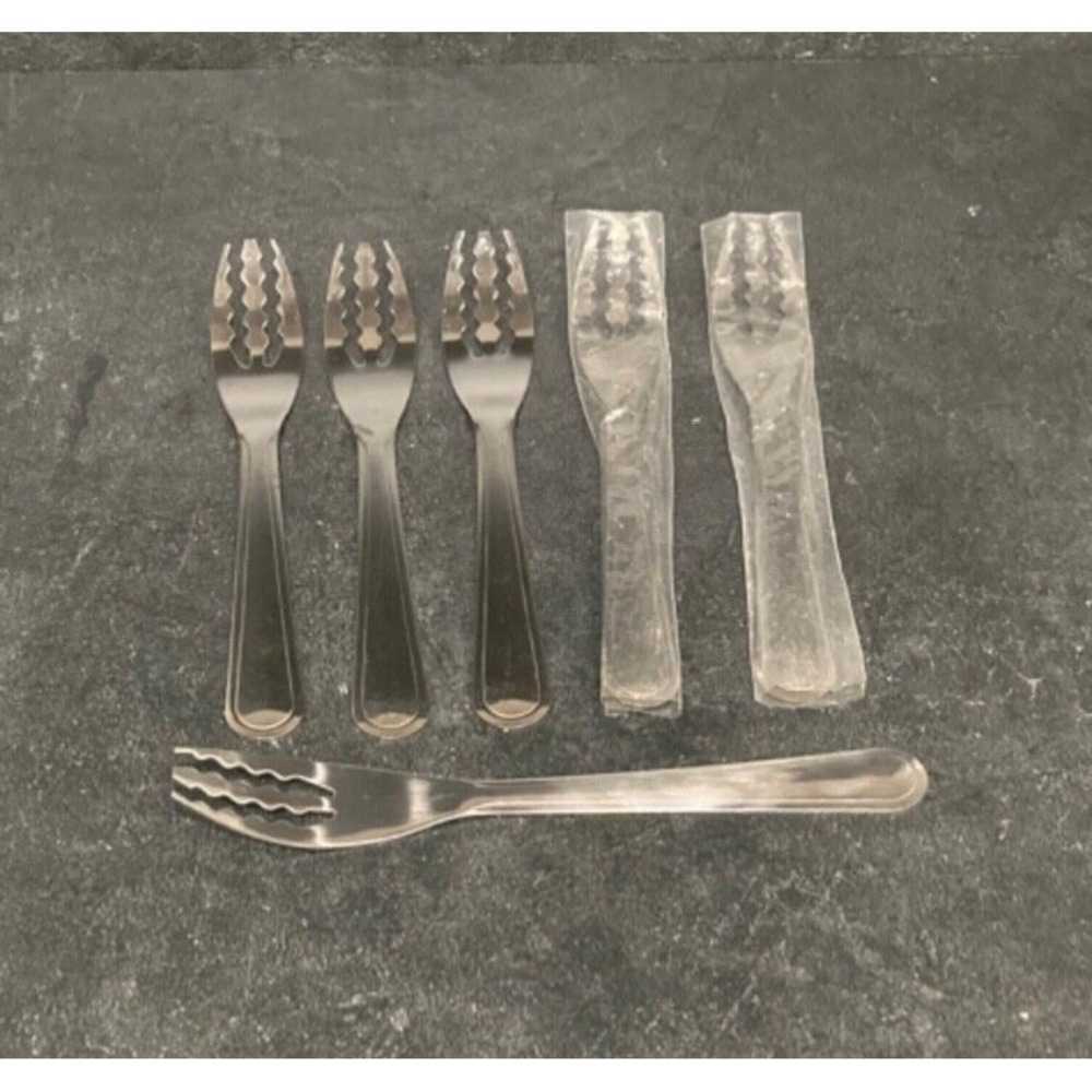 Vintage Lobster Forks Jagged Prongs Set of 6 Plain Stainless Steel Flatware
